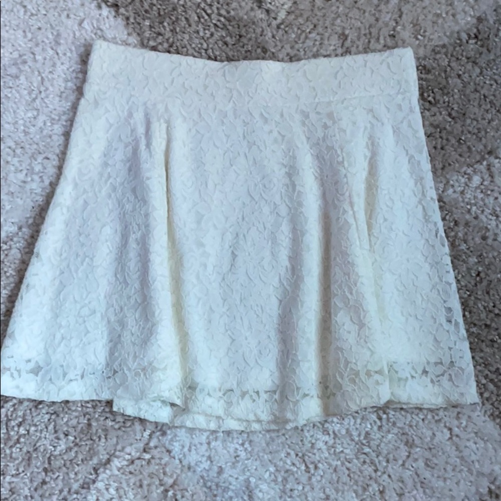 Ambiance Spread White Lace Mini Skirt
